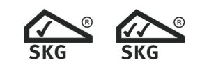 Afbeelding met de SKG 1 vink en SKG 2 vinken, voor producten met inbraakvertragende werking.